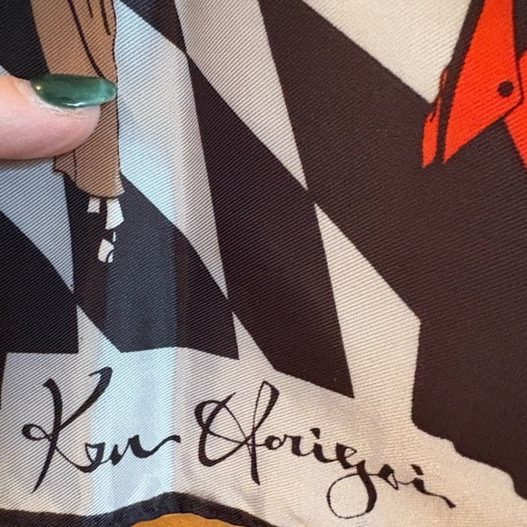 Vintage Mid Century Deco Modernist Stylish Ladies Neck Scarf Japan 1970s 3D - Picture 3 of 5